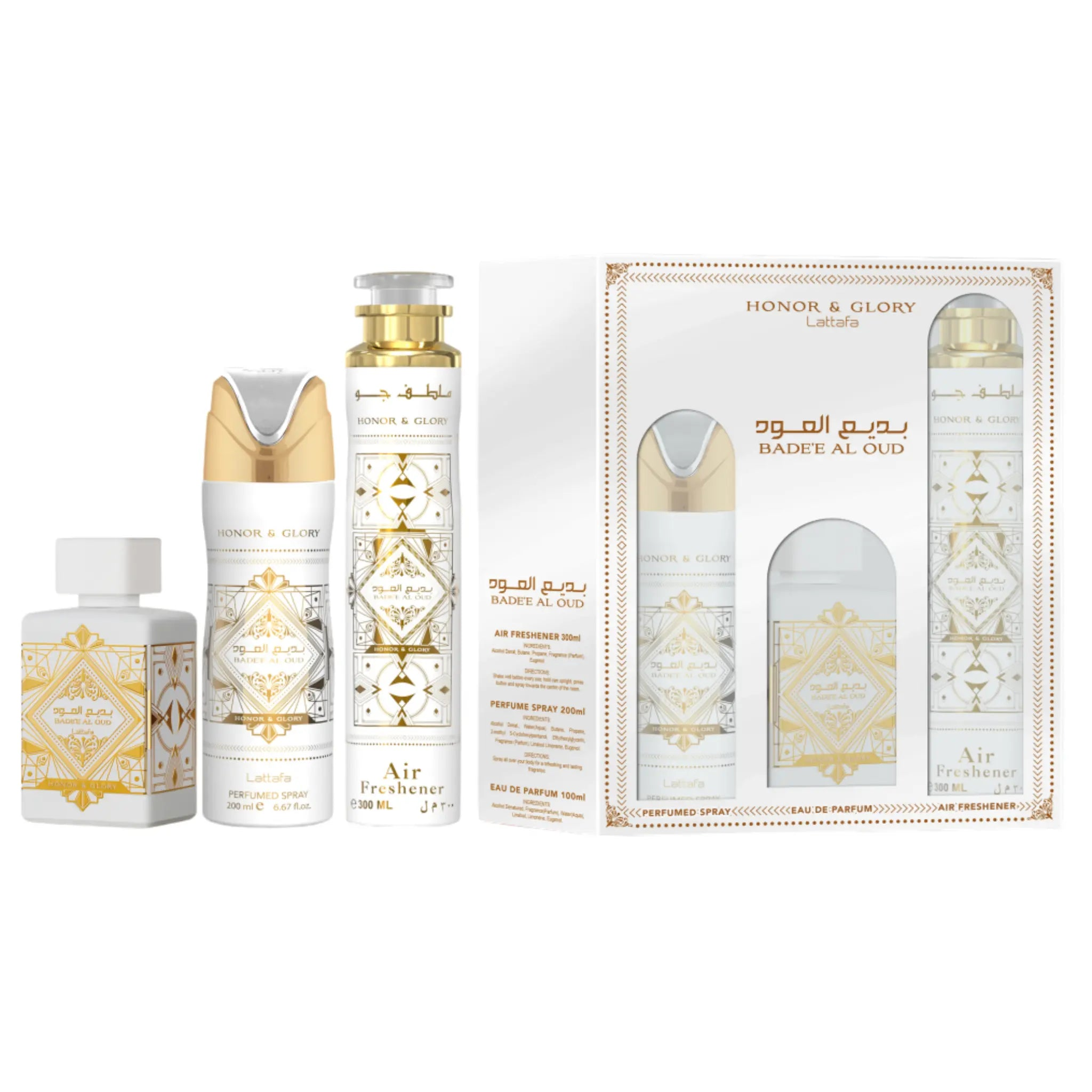 Lattafa Badee Al Oud Honor & Glory Presentset 100 ml + 200 ml + 300 ml