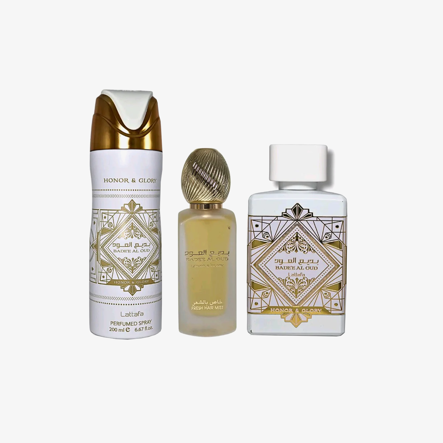 Lattafa Badee Al Oud Honor & Glory Presentset 100 ml + 200 ml + 50 ml