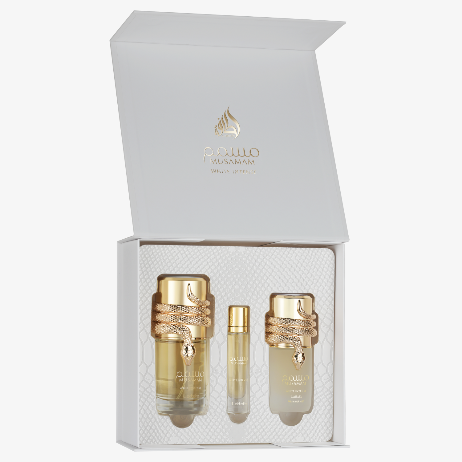 Lattafa Musamam White Intense Presentset 100 ml + 12 ml + 50 ml