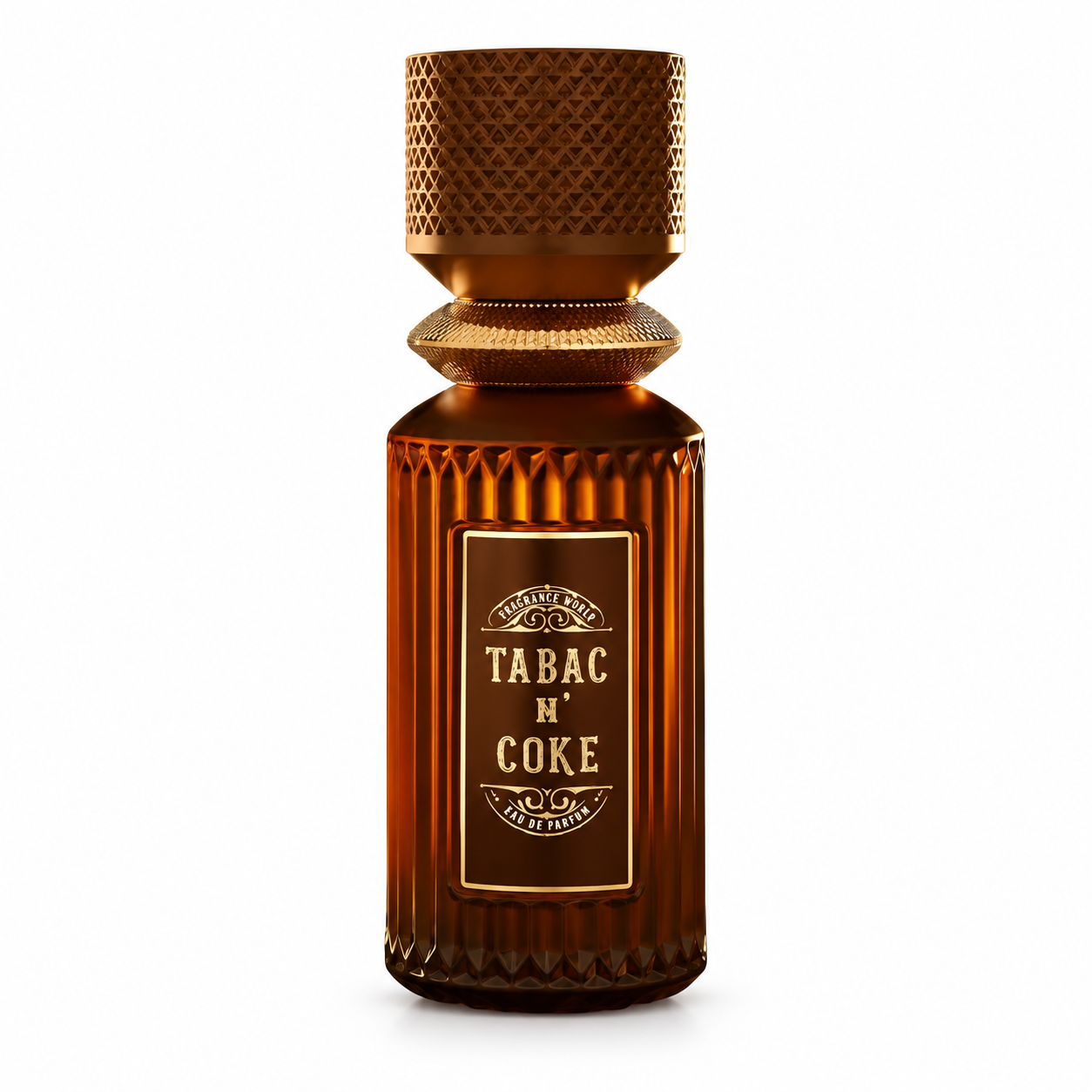 Fragrance World Tabac N' Coke Eau de Parfum – flaska på vit bakgrund