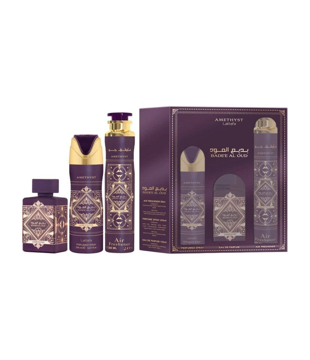 Lattafa Badee Al Oud Amethyst Presentset 100 ml + 200 ml + 300 ml