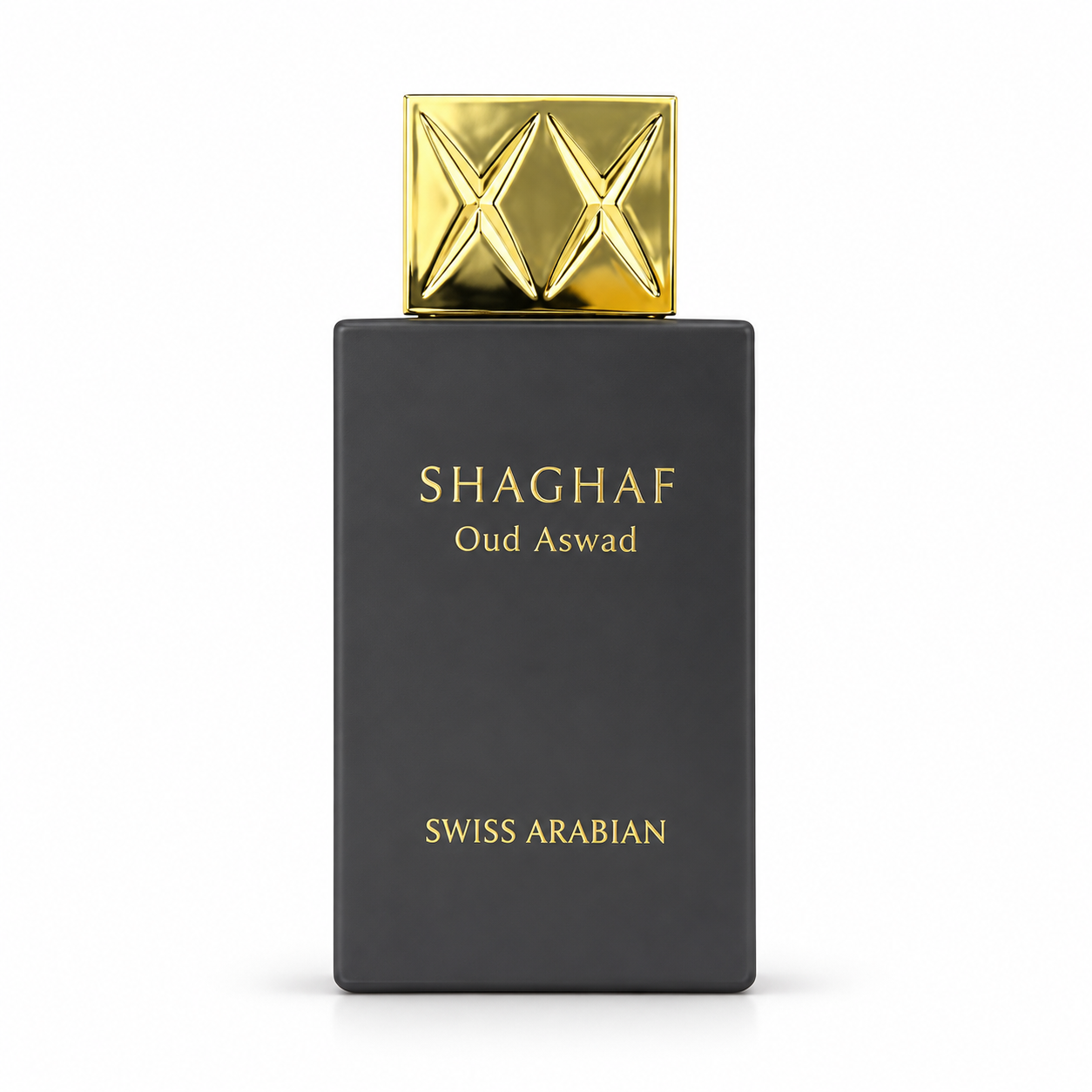Swiss Arabian Shaghaf Oud Aswad Eau de Parfum – flaska på vit bakgrund